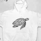 Men's Hoodie Intricate Line Patterns With Delicate Shell On Graceful Turtle