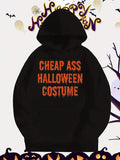 Men's Hoodie Cheap Ass Halloween Costume Orange Creepy Lettering On Black Hoodie
