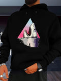 Men's Hoodie Pink Sunset Reflection With Powerful Splashing Water Shark