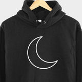 Men's Hoodie Minimal Line Art Crescent Moon Surrounded By Deep Black Hoodie