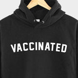 Men's Hoodie Vaccinated Bold White Block Letters On Solid Black Hoodie