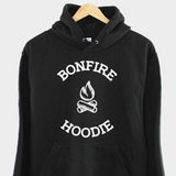 Men's Hoodie Bonfire Hoodie White Lettering With Burning Logs And Campfire Flame Hoodie
