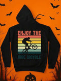 Men's Hoodie Enjoy The Ride With Rainbow Stripes And Biking Silhouette Bicycle
