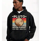 Men's Hoodie Pluto Never Forget Retro Stripes With Planet Illustration Hoodie