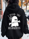 Women's Hoodie I Found This Humerus Playful Ghost With Bone And Spiderweb Hoodie