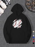 Men's Hoodie Shredded Fabric With Dynamic Ripped Layers Revealing Baseball Stitch Marks Baseball