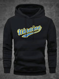 Men's Hoodie Ukraine Blue And Yellow Script Text Across Black Hoodie