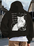 Men's Hoodie Contemplative Cat With Scribbled Physics Formulas And Geometric Diagrams Cat
