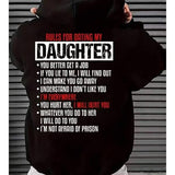 Men's Hoodie Rules For Dating My Daughter Bold Warning Text Hoodie