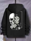 Men's Hoodie Blooming Roses With Elegant Detailed Half Skull