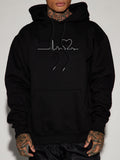 Men's Hoodie Heartbeat Line With Abstract Heart Symbol Hoodie