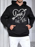 Men's Hoodie Love Is In The Air With Heart And Arrow Illustration Hoodie