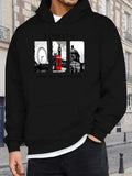 Men's Hoodie London Cityscape Featuring Iconic Landmarks Among Monochrome Skyline With Ferris Wheel