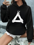 Women's Hoodie Geometric Triangle Shape Formed By Three Interlocking Human Hands