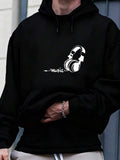 Men's Hoodie Creative Headphones With Minimalist Line Art And Music Text
