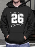 Men's Hoodie Freedom Chicago Numbered Print With Bold Athletic Letters Hoodie