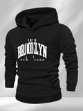 Men's Hoodie Classic Street Style Lettering With Contrasting Bold Typeface Brooklyn