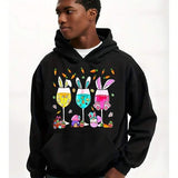 Men's Hoodie Festive Candy Among Sparkling Bunny Ears Wine Glasses