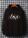 Men's Hoodie Love With Red Hearts Surrounding A Central Blackboard Hoodie