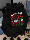 Men's Hoodie Goodbye 2025 Hello 2026 Festive Christmas Candy Numbers Hoodie