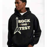 Men's Hoodie Rock The Test Electric Guitar With Lightning Motif Hoodie
