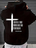 Men's Hoodie I Can Do All Things With Cross And Lettering Christian Hoodie