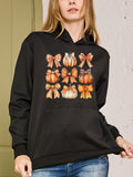 Women's Hoodie Autumn Themed Pumpkins And Butterflies Pattern Hoodie