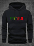 Men's Hoodie Portugal Vibrant Flag Colors Merging Into Striking Central Letter Pattern