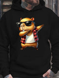 Men's Hoodie Plaid Shirt Cool Sunglasses Cartoon Animal Standing In Confident Pose Capybara