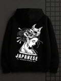 Men's Hoodie Japanese Fierce Woman With Dramatic Mask Hairpins Illustration