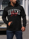 Men's Hoodie Bronx Scripted Red Lettering Urban Streetwear Hoodie