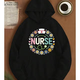 Men's Hoodie Colorful Daisy Garland With Nurse Cap Stethoscope And Heart Nurse