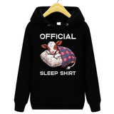 Men's Hoodie Official Sleep Shirt Cozy Resting Cow Under Plaid Blanket With Pillow Illustration Cow