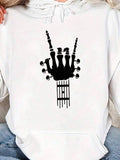 Men's Hoodie Guitar Fretboard Blended With Skeleton Hand Illustration
