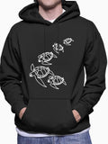 Men's Hoodie Swimming Graceful Sea Turtle Family Under Gentle Ocean Currents Turtle