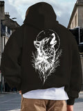 Men's Hoodie Mystical Forest Moonlit Night With Howling Wolf Under Stars Wolf