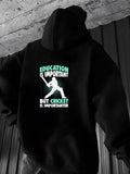 Men's Hoodie Education Is Important But Cricket Is Importanter With Batter Silhouette On Hoodie
