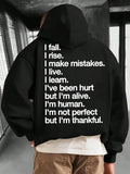 Men's Hoodie I Fall I Rise I Make Mistakes I Learn I Live Grateful Journey Of Imperfect Human