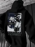 Men's Hoodie Positive Vibe Outdoor Palms With City Lights Framed At Night California