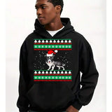 Men's Hoodie Playful Festive Night With Decorated Snowflakes And Christmas Hat Dog