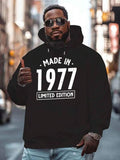 Men's Hoodie Made In 1977 Vintage Year Letter Graphic Hoodie