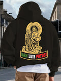 Men's Hoodie San Luis Potosi Golden Saint With Glowing Halo Over Ornate Hooded Cloak