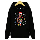 Men's Hoodie Colorful Winter Notes With Festive Snowflakes Centered On Treble Clef