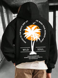 Men's Hoodie Wild Soul White Palm Trees Under Setting Sun Graphic Hoodie
