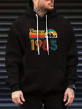 Men's Hoodie Vintage Sunset With Colorful Stripes And Silhouetted Mountain 1985