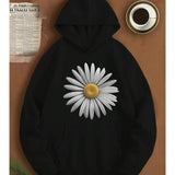 Men's Hoodie Radiant White Petals With Gentle Sunshine Center Daisy Flower