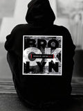 Men's Hoodie Brooklyn Urban Street Graphic With Bold Monochrome Lettering And Graffiti Texture Design