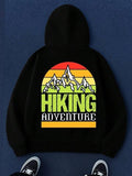 Men's Hoodie Hiking Adventure Vibrant Sunset Gradient With Majestic Mountain Peaks Hoodie