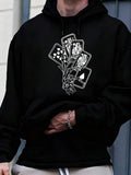 Men's Hoodie Stylized Playing Cards Held In Skeleton Hand Bouquet