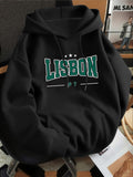 Men's Hoodie Lisbon With Bold Green College Lettering And Three White Stars Hoodie